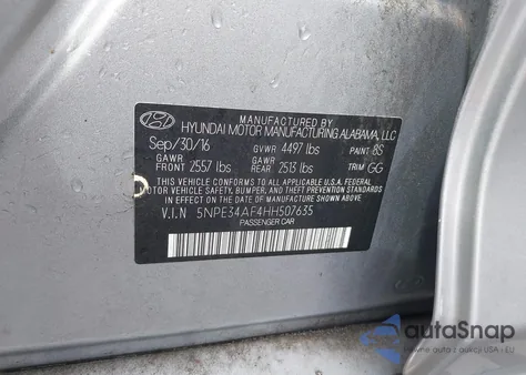 2017 Hyundai Sonata Sport из США, поврежденный, VIN 5NPE34AF4HH507635